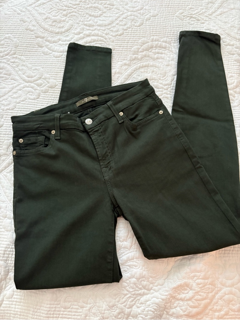 Y2K- 7 For All Mankind Dark Forest Green Skinny Jeans